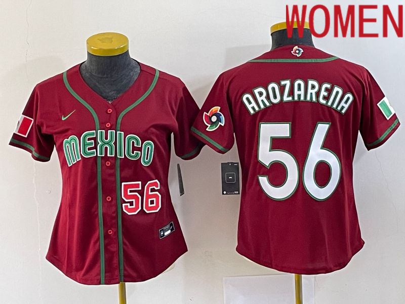 Women 2023 World Cub Mexico 56 Arozarena Red Nike MLB Jersey3